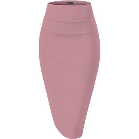 Women's Premium Nylon Ponte Stretch High Waist Pencil Suit 1073t Rose - Picture 1 of 6